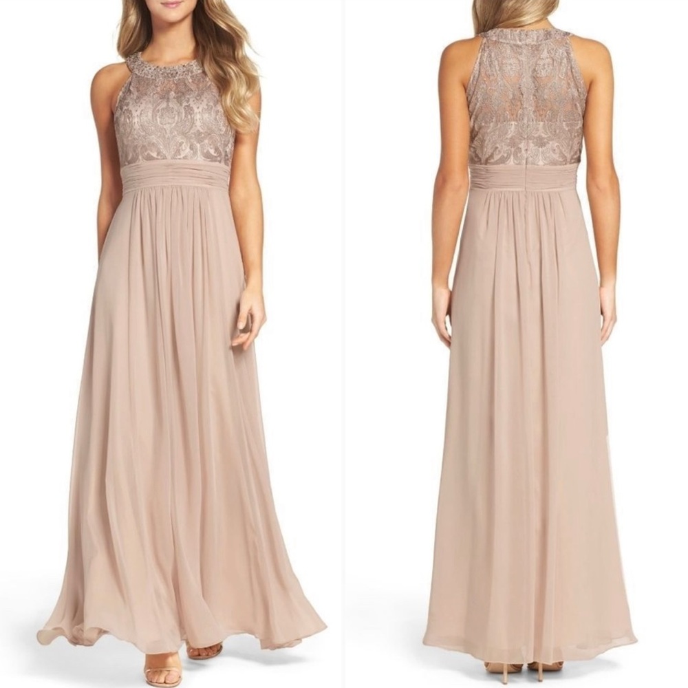 Eliza J Lace Bodice Gown - Beige Size 6
New With Tags NWT